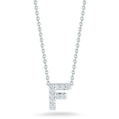 Roberto Coin Tiny Treasures Diamond Initial Necklace in White Gold - F