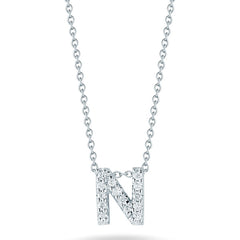 Roberto Coin Tiny Treasures White Gold Diamond Initial Necklace