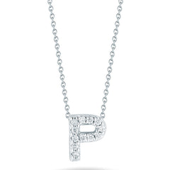 Roberto Coin Tiny Treasures White Gold Diamond Initial Necklace