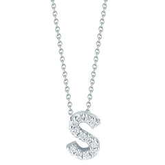 Roberto Coin Tiny Treasures White Gold Diamond Initial Necklace