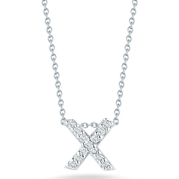Roberto Coin Initial Thoughts White Gold Diamond Initial X Necklace