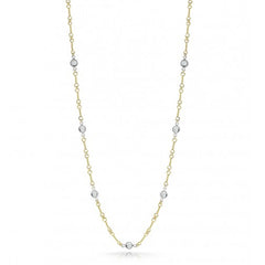 Roberto Coin Yellow Gold 7 Station Diamond Twist Necklace 18"