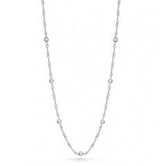 Roberto Coin White Gold 7 Station Bezel Set Diamond Twist Necklace 16"