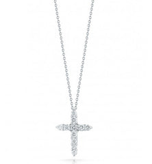 Roberto Coin Tiny Treasures White Gold Diamond Cross Pendant Necklace