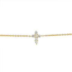 Roberto Coin Tiny Treasures Yellow Gold Small Diamond Cross Bracelet