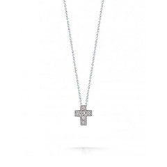 Roberto Coin Tiny Treasures White Gold Diamond Box Cross Pendant Necklace