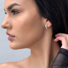 Roberto Coin White Gold Diamond Huggie Earrings Hoop