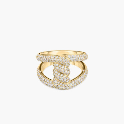 Roberto Coin Cialoma Single Knot Pave Diamond Ring in Yellow Gold - Roberto Coin product