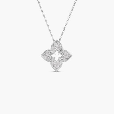 Roberto Coin Venetian Princess Diamond Flower Necklace in White Gold - Roberto Coin product