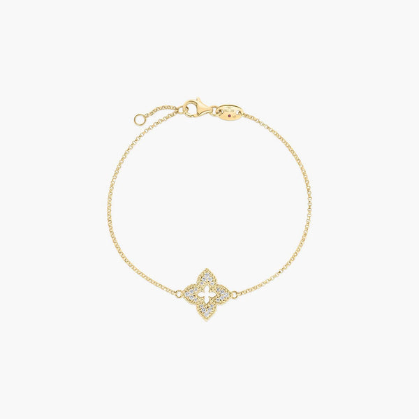 Roberto Coin Venetian Princess Diamond Flower Bracelet in Yellow Gold