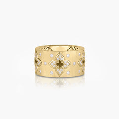 Roberto Coin Venetian Princess Satin Diamond Ring in 18K Yellow Gold