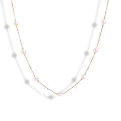 Akoya Pearl Station Necklace - Rose Gold