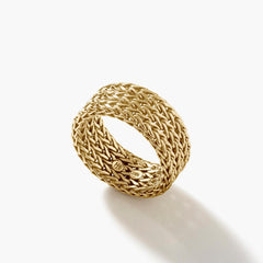 John Hardy Rata Wide Gold Chain Band Ring