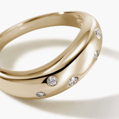 John Hardy Surf Scattered Diamond Wide Ring in 14K Yellow Gold