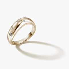 John Hardy Surf Scattered Diamond Wide Ring in 14K Yellow Gold