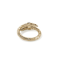 John Hardy Spear 14K Yellow Gold Pave Diamond Single Coil Ring