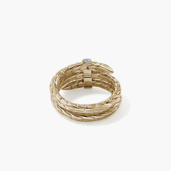 John Hardy Spear 14K Yellow Gold Double Coil Ring with Pave Diamond
