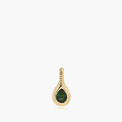 Ripple Drop Pendant in 14K yellow gold with 1.01ct pear chrome tourmaline, angled view
