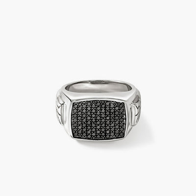 John Hardy ID Silver Signet Ring with  Black Sapphires - John Hardy product
