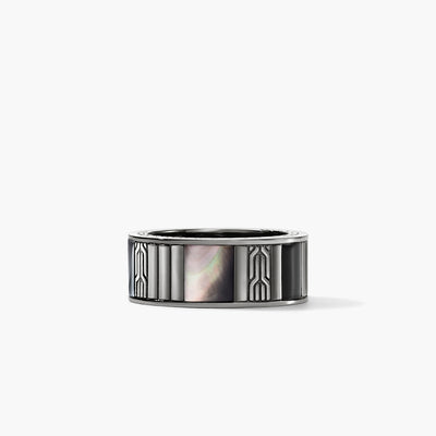 John Hardy Carved Chain Hardstone Dark Silver Band Ring - John Hardy product
