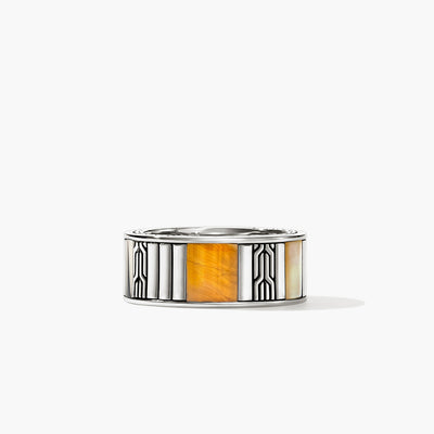 John Hardy Carved Chain Tiger Eye and Silver Band Ring - John Hardy product
