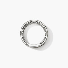 John Hardy Carved Chain Tiger Eye and Silver Band Ring