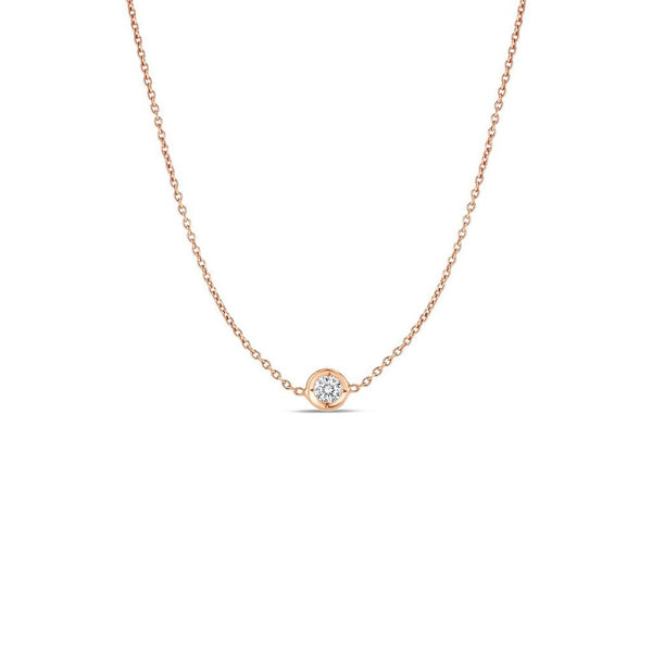 Roberto Coin Diamonds By The Inch Rose Gold Single Diamond Pendant Necklace