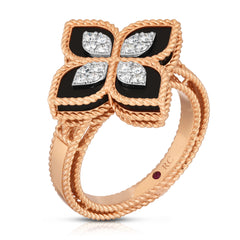 Roberto Coin Princess Flower Black Jade Diamond Ring