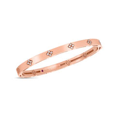Roberto Coin Verona Diamond Flower Bangle in White Gold