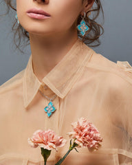 Roberto Coin Venetian Princess Turquoise and Diamond Flower Pendant Necklace