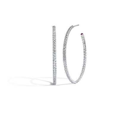 Roberto Coin White Gold Inside-Out Lage Hoop Diamond Earrings - Roberto Coin product