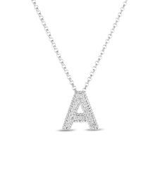 Roberto Coin Diamond Letter Necklace in White Gold