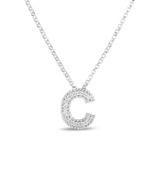 Roberto Coin Diamond Letter Necklace in White Gold