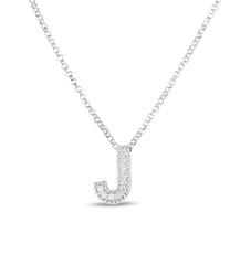 Roberto Coin Diamond Letter Necklace in White Gold