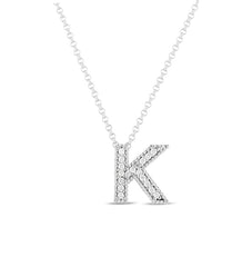 Roberto Coin Diamond Letter Necklace in White Gold