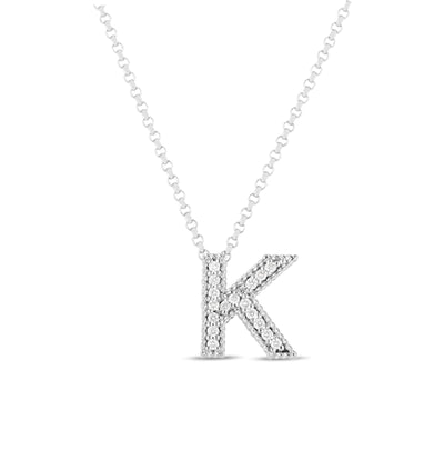 Roberto Coin Diamond Letter Necklace in White Gold - Roberto Coin product