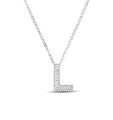 Roberto Coin Diamond Letter Necklace in White Gold