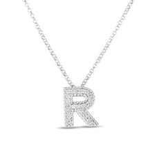 Roberto Coin Diamond Letter Necklace in White Gold