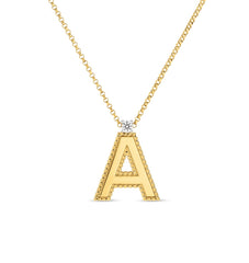 Roberto Coin Diamond Letter Necklace in Yellow Gold