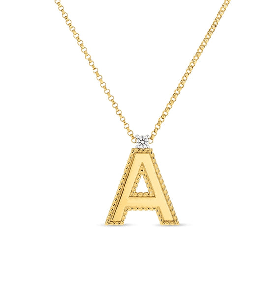 Roberto Coin Diamond Letter Necklace in Yellow Gold