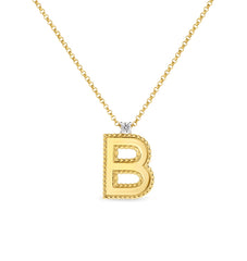 Roberto Coin Diamond Letter Necklace in Yellow Gold