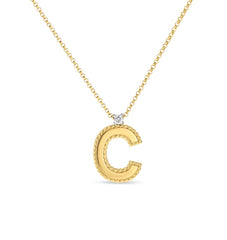 Roberto Coin Diamond Letter Necklace in Yellow Gold