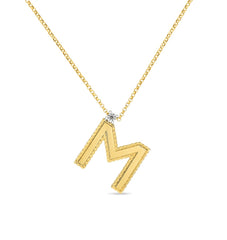 Roberto Coin Diamond Letter Necklace in Yellow Gold
