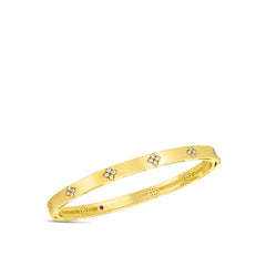 Roberto Coin Verona Diamond Flower Bangle in White Gold