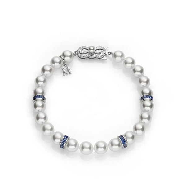 Mikimoto Ocean Akoya Pearl & Sapphire Rondells Bracelet