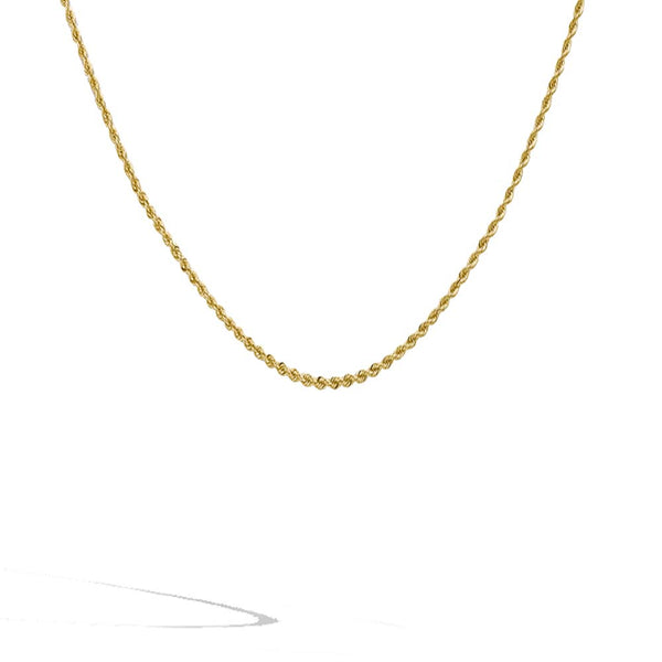 Yellow Gold Women's Thin Rope Chain - 2mm