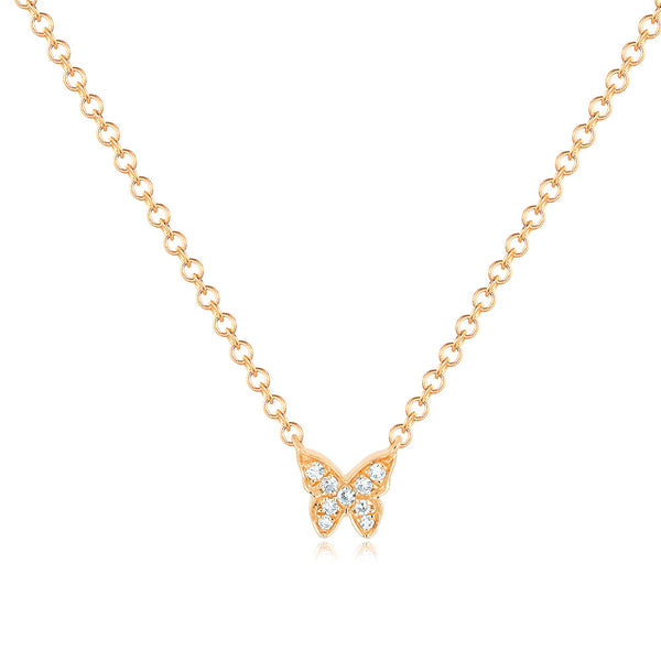 EF Collection Small Butterfly Diamond Pendant Necklace