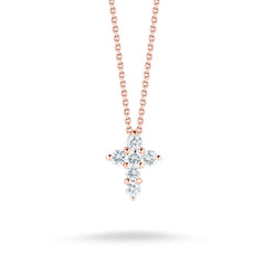 Roberto Coin Tiny Treasures Rose Gold Diamond Cross Necklace