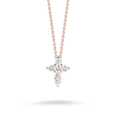 Roberto Coin Tiny Treasures Rose Gold Diamond Cross Necklace - Roberto Coin product