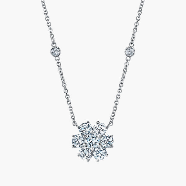 Round-Cut Diamond Flower Pendant